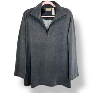 4/$20 Liz Claiborne Lizwear Split Neck Velour Pullover Top Gray XL